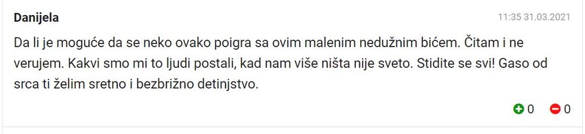 Jedan od komentara sa sajta Blica