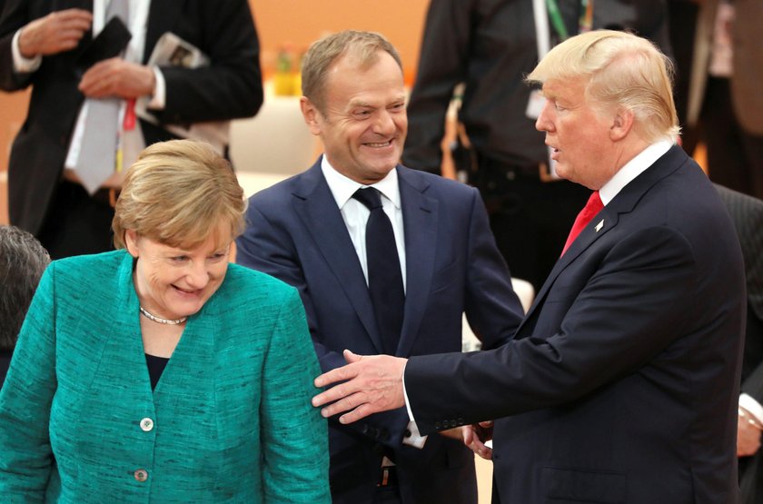 Angela Merkel, Donald Tusk i Donald Trump w Hamburgu