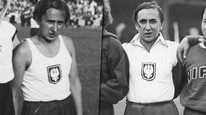 Zofia Smętkówna podczas zawodów lekkoatletycznych w 1935 i 1934 r.