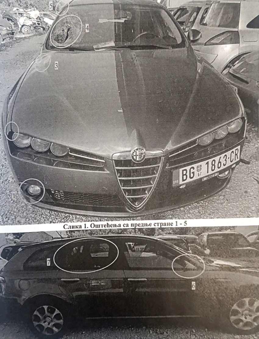 Prikazana oštećenja na "alfi" nakon što je udarila u Nikolu Grujića