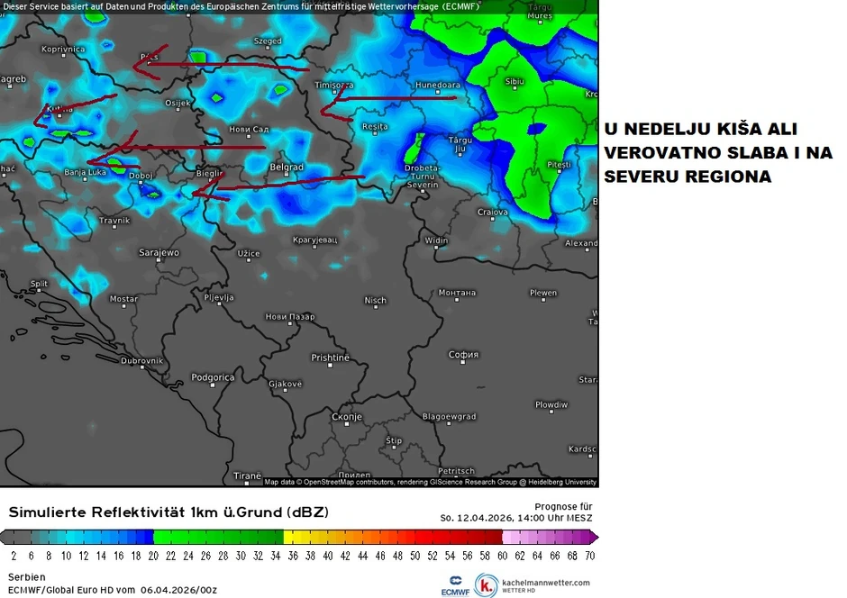 Vreme u nedelju za Uskrs