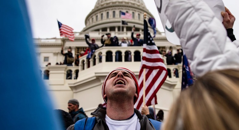 Pro-Trump supporters storm the U.S. Capitol following a rally with President Donald Trump on January 6, 2021 in Washington, DC.