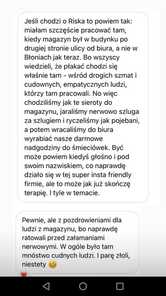 Zarzuty wobec RISK made in Warsaw opublikowane anonimowo na stories @basnictvi