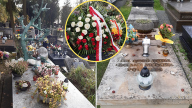 Groby znanych osób w Krakowie. Uwagę zwraca nagrobek Ewy Demarczyk