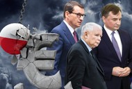 Mateusz Morawiecki, Zbigniew Ziobro i Jarosław Kaczyński. Czy Polska straci pieniądze z UE?