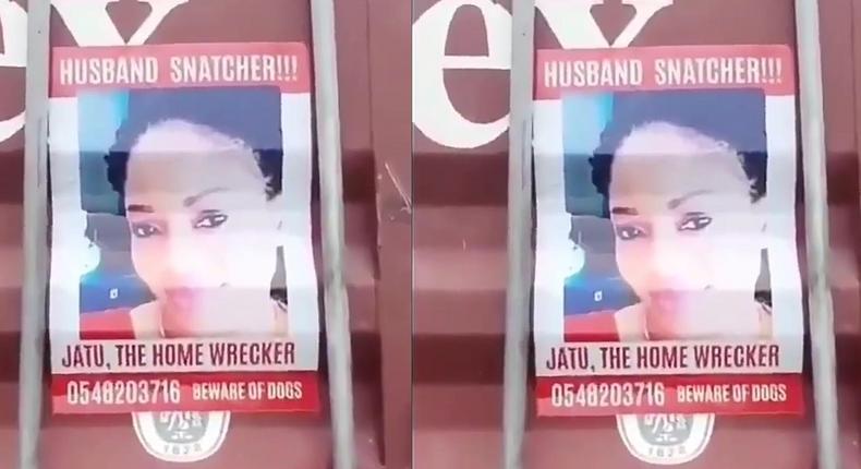 Wife pastes poster of husband’s side chick in town, warns people to “beware of dogs (Video)