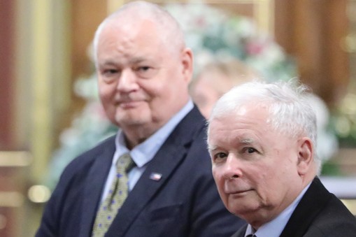 Prezes NBP Adam Glapiński i prezes PiS Jarosław Kaczyński