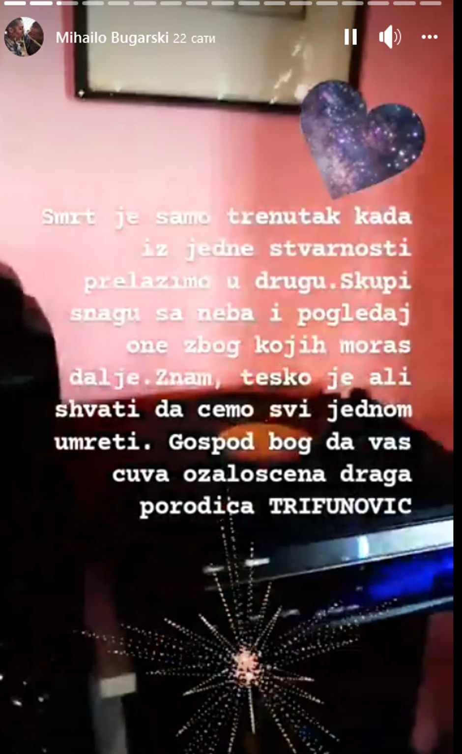 Oproštaj druga od ubijenog Ivana Trifunovića