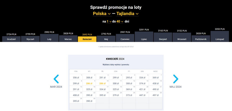 Przykładowe wyszukiwanie tanich połączeń dn. 6.12.2023 r.