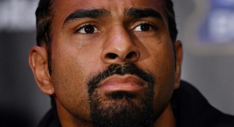 British boxer David Haye speaks during a press conference in east London on March 2, 2017 ahead of his heavyweight boxing bout against Tony Bellew