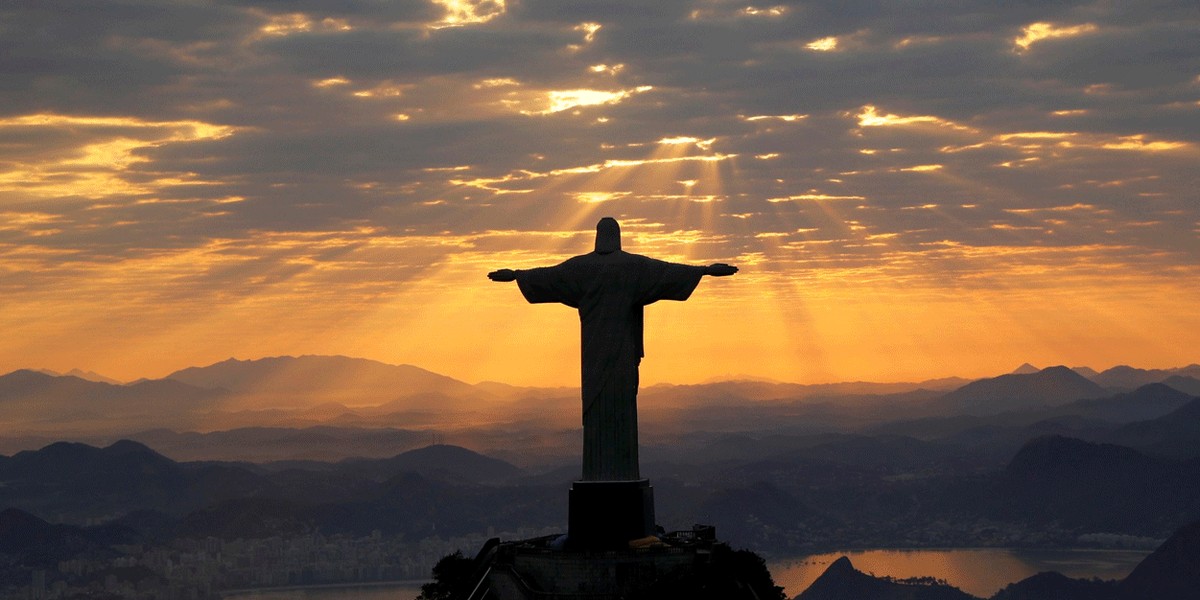 Christ The Redeemer is seen during sunrise in Rio de Janeiro, Brazil.