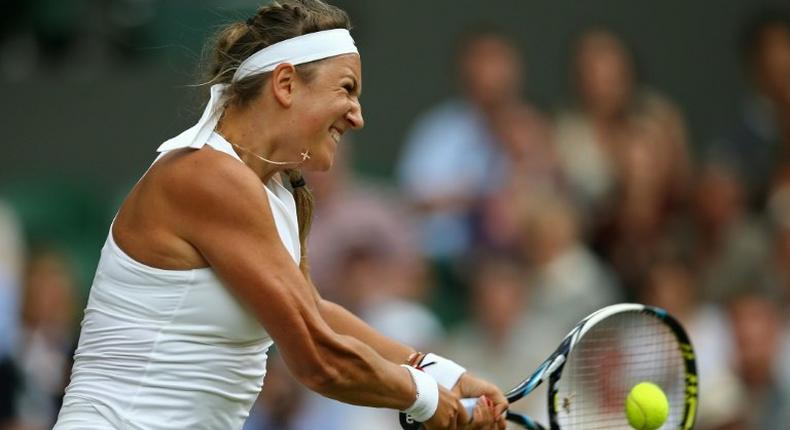 Victoria Azarenka in action at Wimbledon in 2015