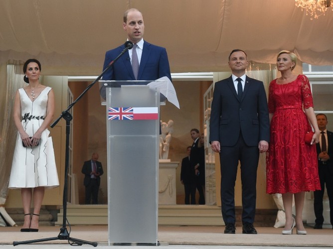 Księżna Catherine i książę William oraz Andrzej Duda i Agata Kornahuser-Duda