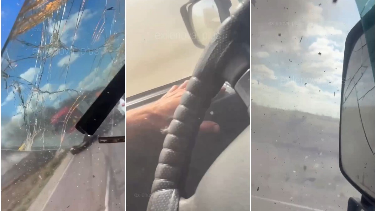 Un șofer de TIR a filmat momentul în care o dronă kamikaze se izbește direct de parbriz, pe drumul spre orașul ucrainean Melitopol, ocupat de ruși