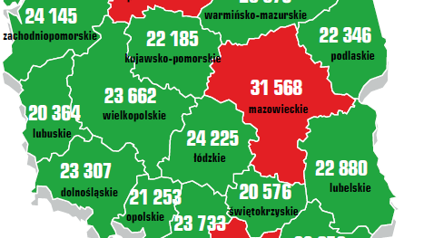 Statystycznie największe zaległe zadłużenie przypada na mieszkańca Mazowsza