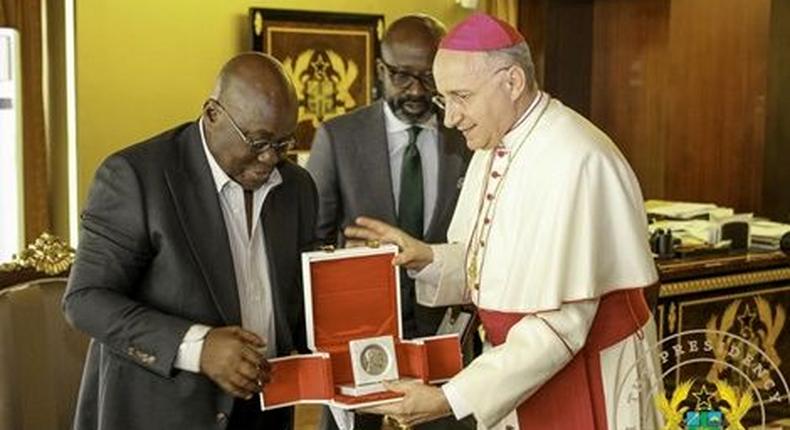 Nana Akufo-Addo with Archbishop Jean-Marie Speich