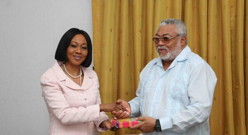 Former President Jerry John Rawlings  with EC boss Jean Mensa