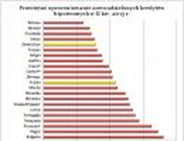 Średnie oprocentowanie nowoudzielonych kredytów hipotecznych w II kw. 2013 r.