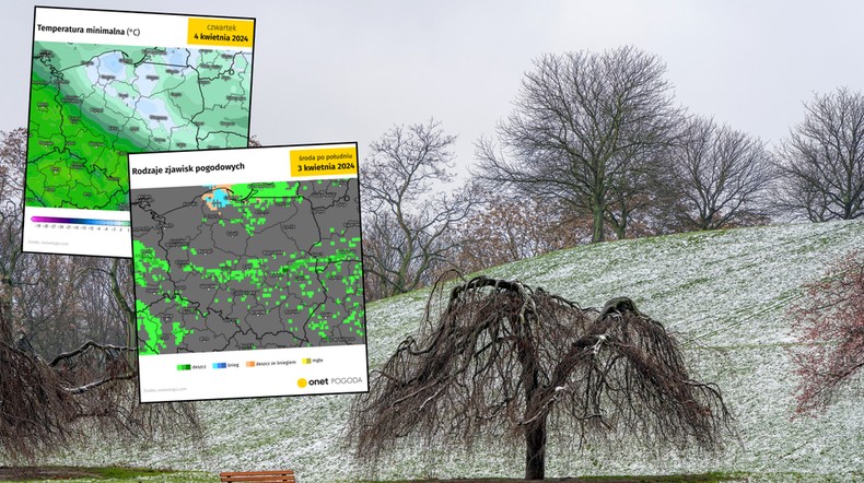 Pogoda zrobi nam dziś niemiłą niespodziankę. Wróci śnieg i mróz (mapy: meteologix.com)