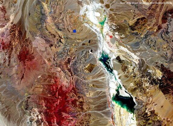 „Woda na pustyni”, autor: Lorenzo Amici z Włoch, (Copernicus Sentinel-2, 26 sierpnia 2023 r.)