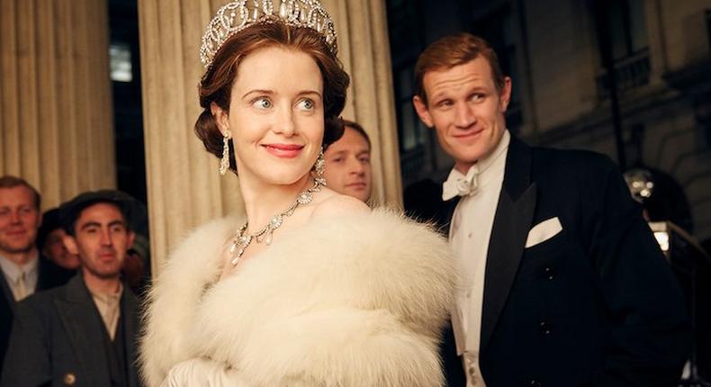 Claire Foy and Matt Smith as Queen Elizabeth and her husband, Philip, on The Crown.