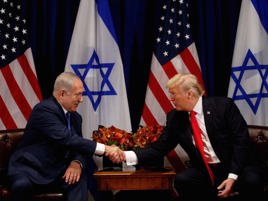 U.S. President Donald Trump meets with Israeli Prime Minister Benjamin Netanyahu in New York, U.S., September 18, 2017.