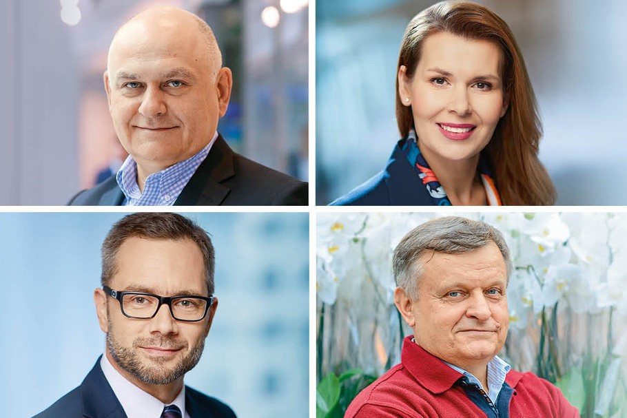 Uczestnicy debaty (od lewej u góry): Piotr Muszyński (FIX MAP Private Equity), Agnieszka Wolska (BNP Paribas), Przemysław Furlepa (BNP Paribas) i Jarosław Ptaszek (JMP Flowers)