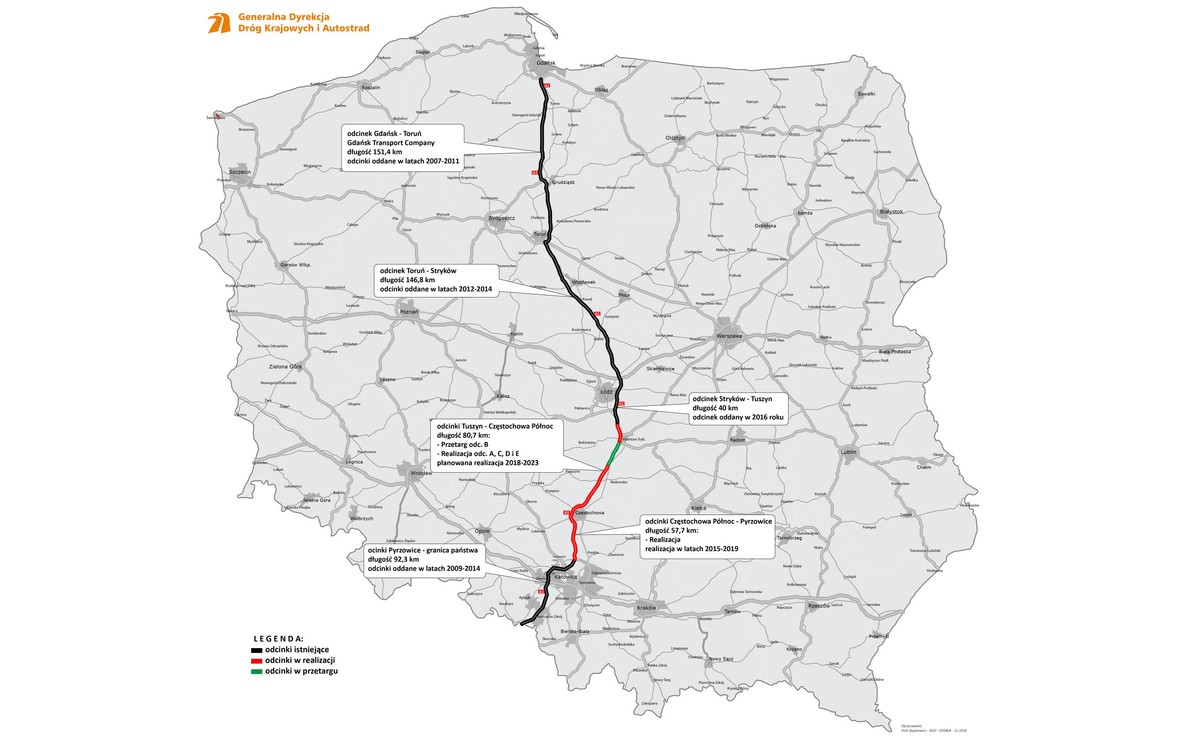 Autostrada A1. Z Gdańska do granicy z Czechami pojedziesz w rekordowym czasie [MAPA i ZDJĘCIA]