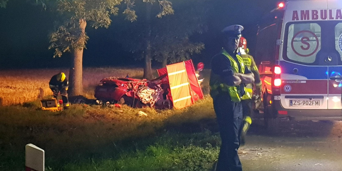 Wypadek w Zachodniopomorskiem. Auto uderzyło w drzewo. Zginęły 2 osoby