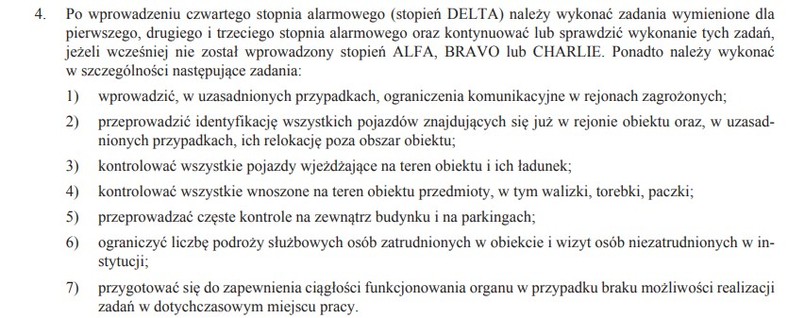 IV stopień zakłada m.in. częste kontrole przed zagrożonymi budynkami