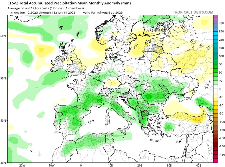 Na południu Europy całe lato przyniesie nadmierne opady deszczu
