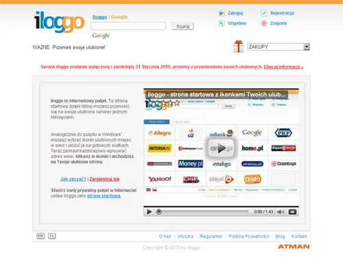iloggo.pl zakończy działalność wraz z końcem stycznia 2010.