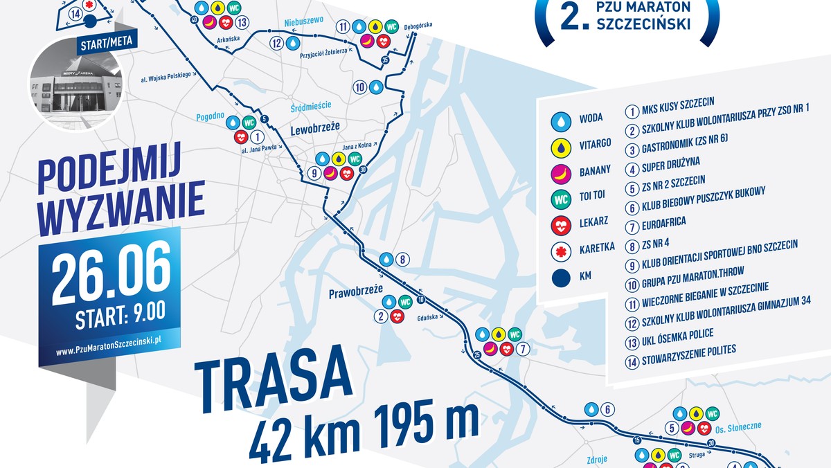 Ponad 42 kilometry i częściowo zamknięte ulice Szczecina - w niedzielę rusza drugi PZU Maraton Szczeciński. Zmiany będą wprowadzane dynamicznie, ruchu będą pilnować policjanci. W szczecińskim maratonie weźmie udział ponad 1100 biegaczy.