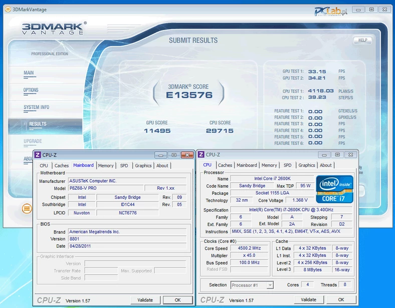 3DMark Vantage z jednocześnie podkręconymi CPU i HD 3000 (1500 MHz). (Kliknij żeby powiększyć)