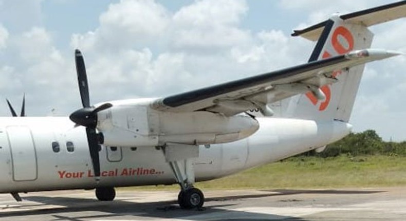 Scare as Fly540 plane gets stuck in pothole during take off at Manda Airport, Lamu