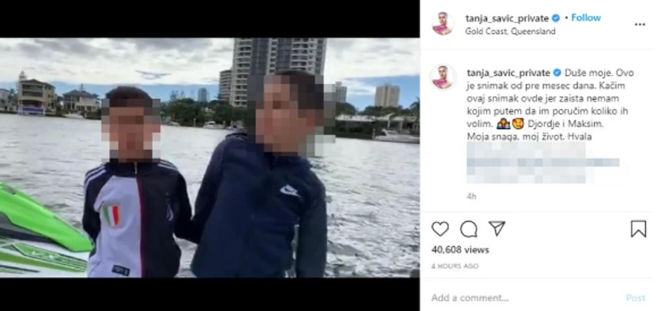 Tanja Savić, snimak sinova