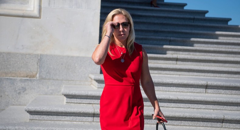 Republican Rep. Marjorie Taylor Greene of Georgia leaves the US Capitol after a vote on Thursday, September 30, 2021.