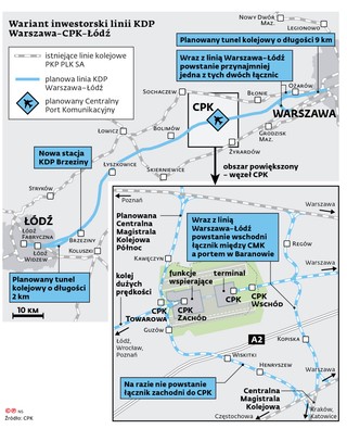 Wariant inwestorski linii KDP Warszawa-CPK-Łódź