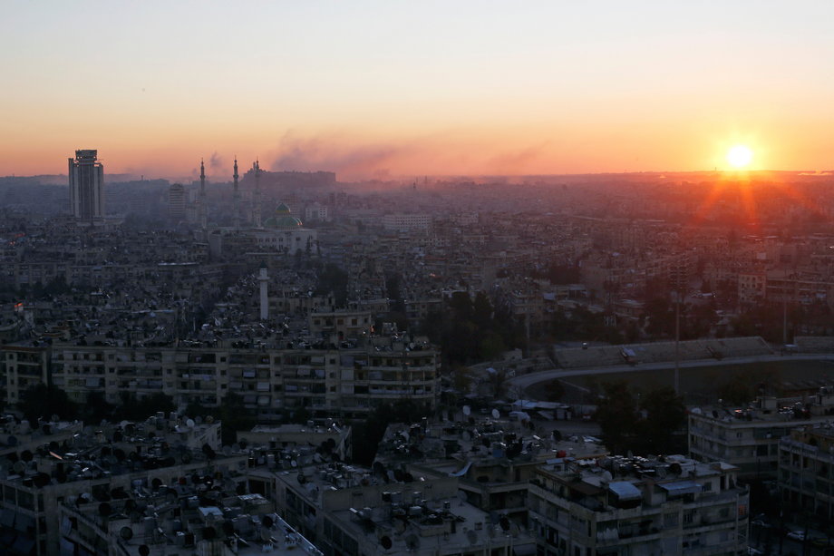 Aleppo seen from a government-controlled area on December 6.