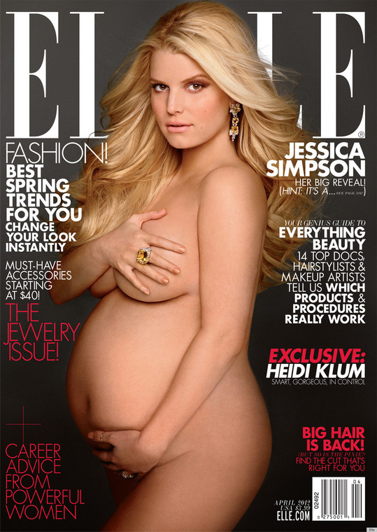 Ciężarna Jessica Simpson na okładce "Elle"