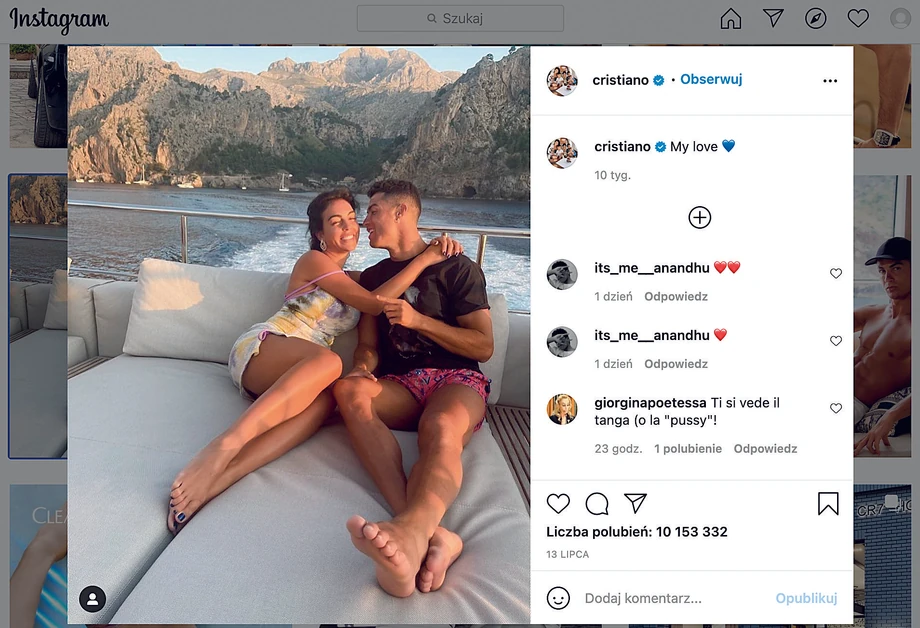 Ronaldo jest największą gwiazdą Instagrama. Śledzi go co 20. osoba na świecie, dzięki czemu zarabia więcej na reklamach niż na graniu w piłkę