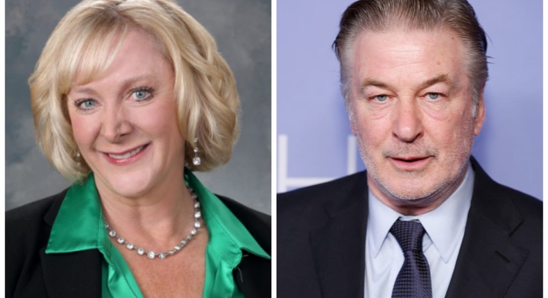 Representative Andrea Reeb; Alec Baldwin.New Mexico Legislature;  John Lamparski/Getty Images