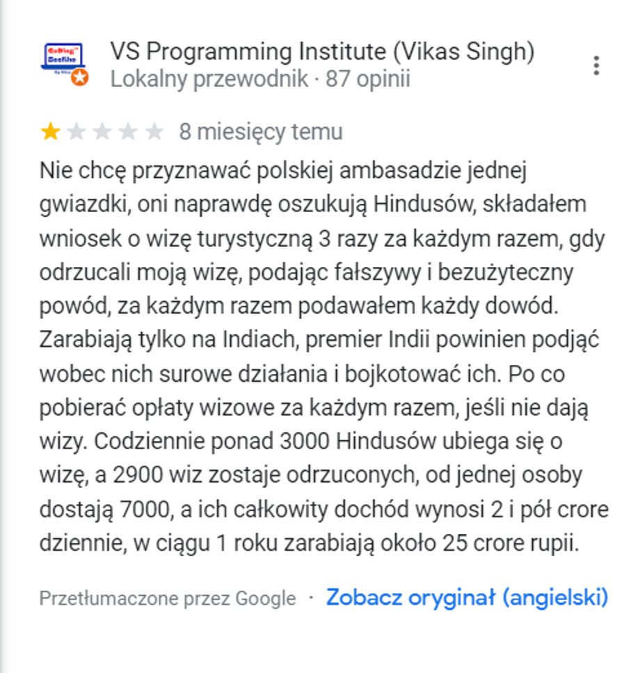 Kolejna opinia o polskim konulacie w Mumbaju w Indiach