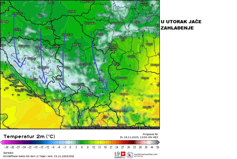U utorak zahlađenje