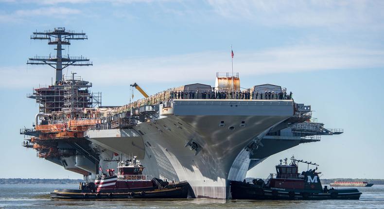 The Nimitz-class aircraft carrier USS John C. Stennis (CVN 74) is moved to an outfitting berth at Newport News Shipbuilding in Newport News, Virginia, April 8, 2024.US Navy photo by Mass Communication Specialist 2nd Class Simon Pike