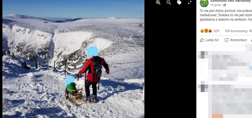 Zdjęcie lekkomyślnego ojca na Śnieżce obiegło internet. "Mój tatuś zdobył tytuł dzbana roku - już w styczniu"