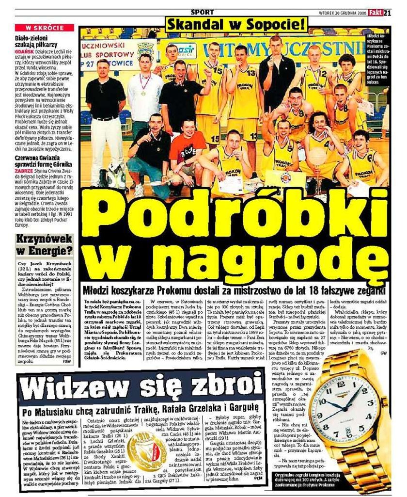 Koszykarze dostali podróbki w nagrodę