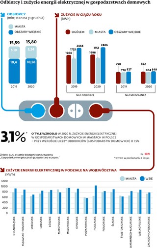 Odbiorcy i zużycie energii elektrycznej w gospodarstwach domowych