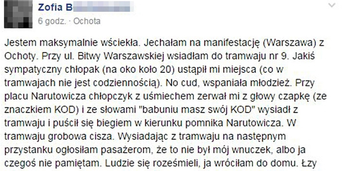 Relacja napadniętej kobiety