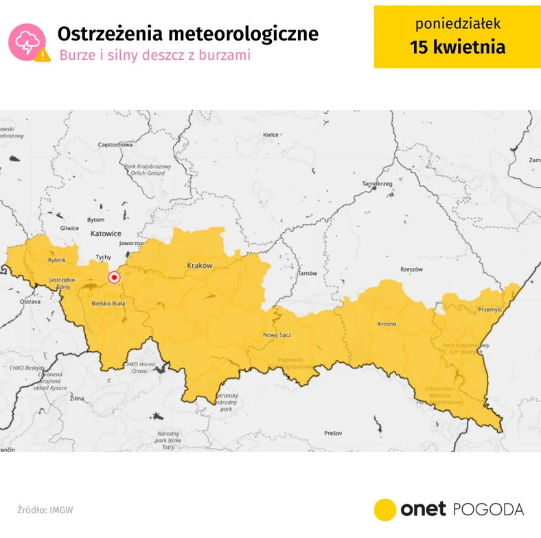 Ostrzeżenia przed burzami i silnym deszczem z burzami obowiązują w południowej Polsce